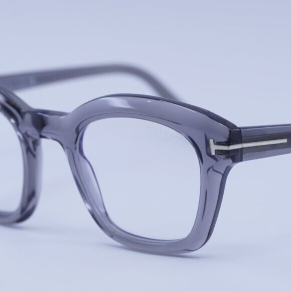 Tom Ford FT5961-B 020 Eyeglasses Grey 49mm Square Frame, Blue Light Block Lenses - Picture 4 of 9